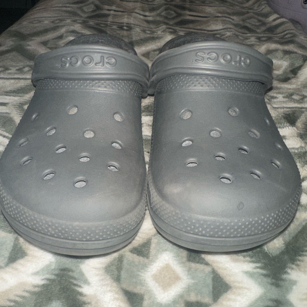 Dark Gray Fur-lined Crocs